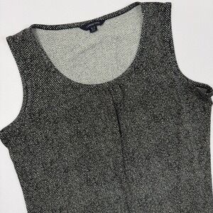 Lands End Womens Scoop Neck Sleeveless Knit Shell Top Black White Petite Medium
